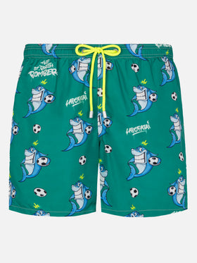 Lightweight fabric swim-shorts Lighting with shark print | CRYPTOPUPPETS SPECIAL EDITION - MC2 Saint Barth