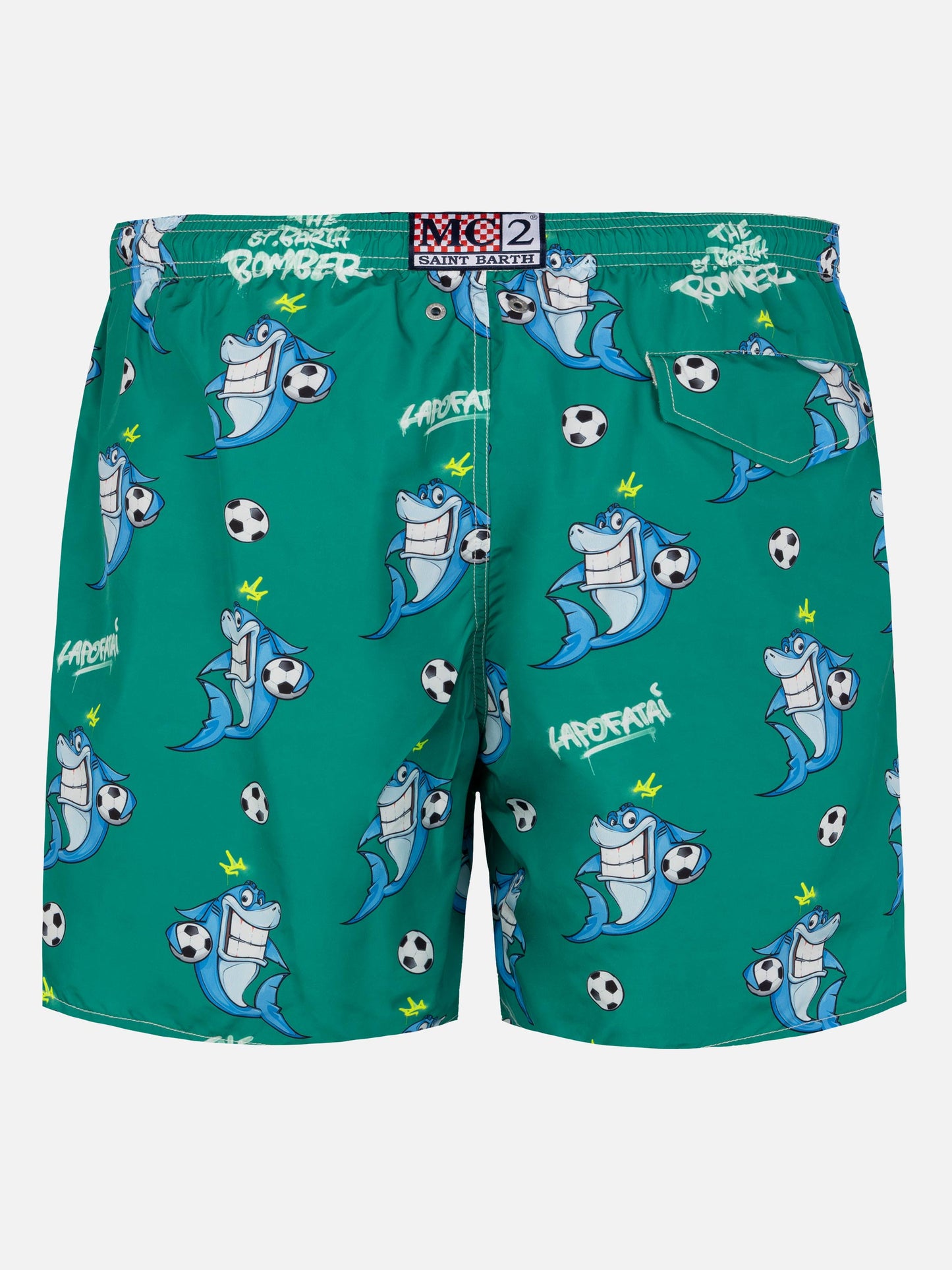 Lightweight fabric swim-shorts Lighting with shark print | CRYPTOPUPPETS SPECIAL EDITION - MC2 Saint Barth