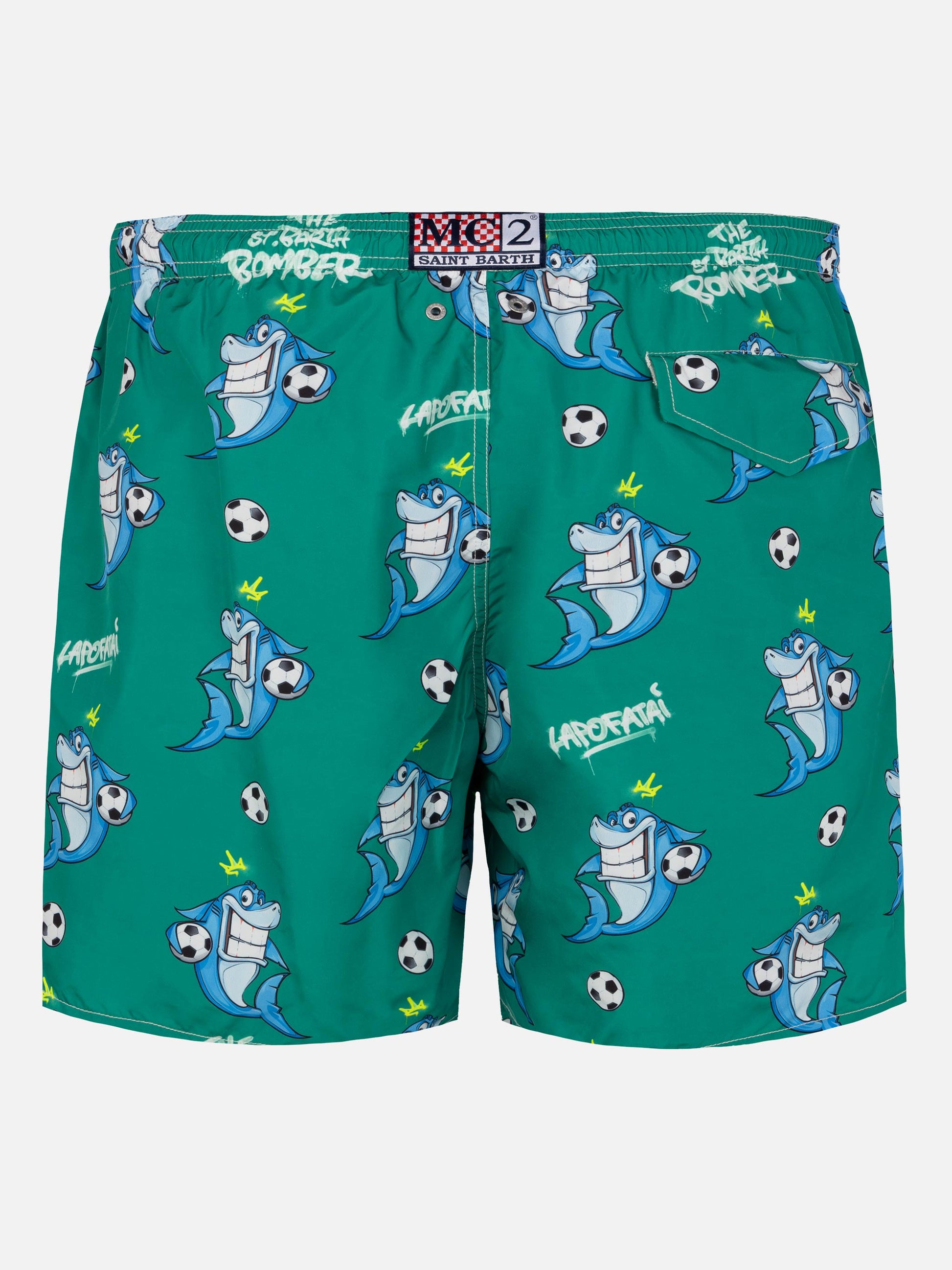 Lightweight fabric swim-shorts Lighting with shark print | CRYPTOPUPPETS SPECIAL EDITION - MC2 Saint Barth