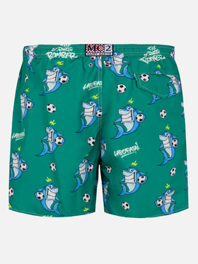 Lightweight fabric swim-shorts Lighting with shark print | CRYPTOPUPPETS SPECIAL EDITION - MC2 Saint Barth