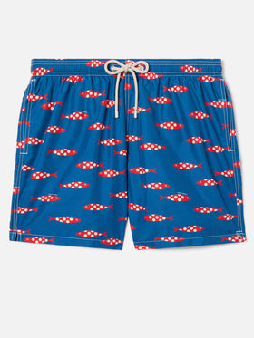 Short de bain Blue Lighting à imprimé sardines all-over 