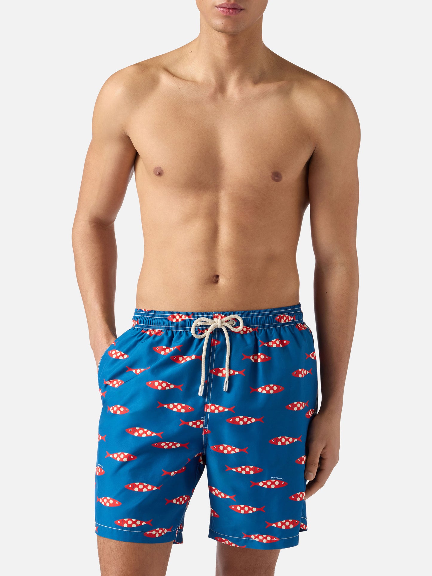 Short de bain Blue Lighting à imprimé sardines all-over 
