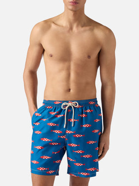 Short de bain Blue Lighting à imprimé sardines all-over 