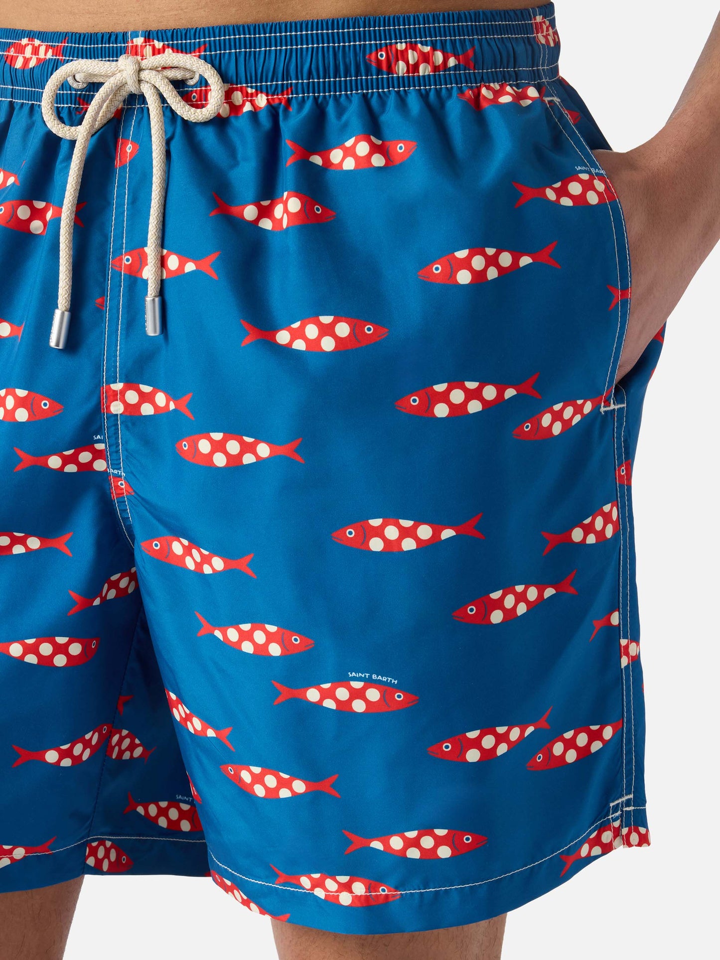 Short de bain Blue Lighting à imprimé sardines all-over 