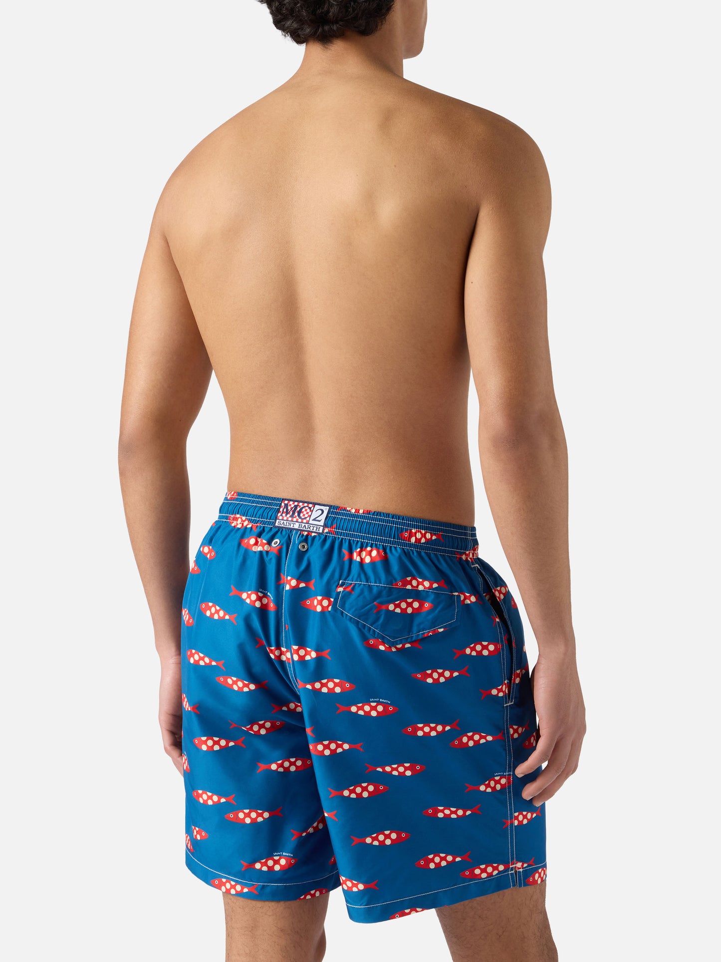 Short de bain Blue Lighting à imprimé sardines all-over 