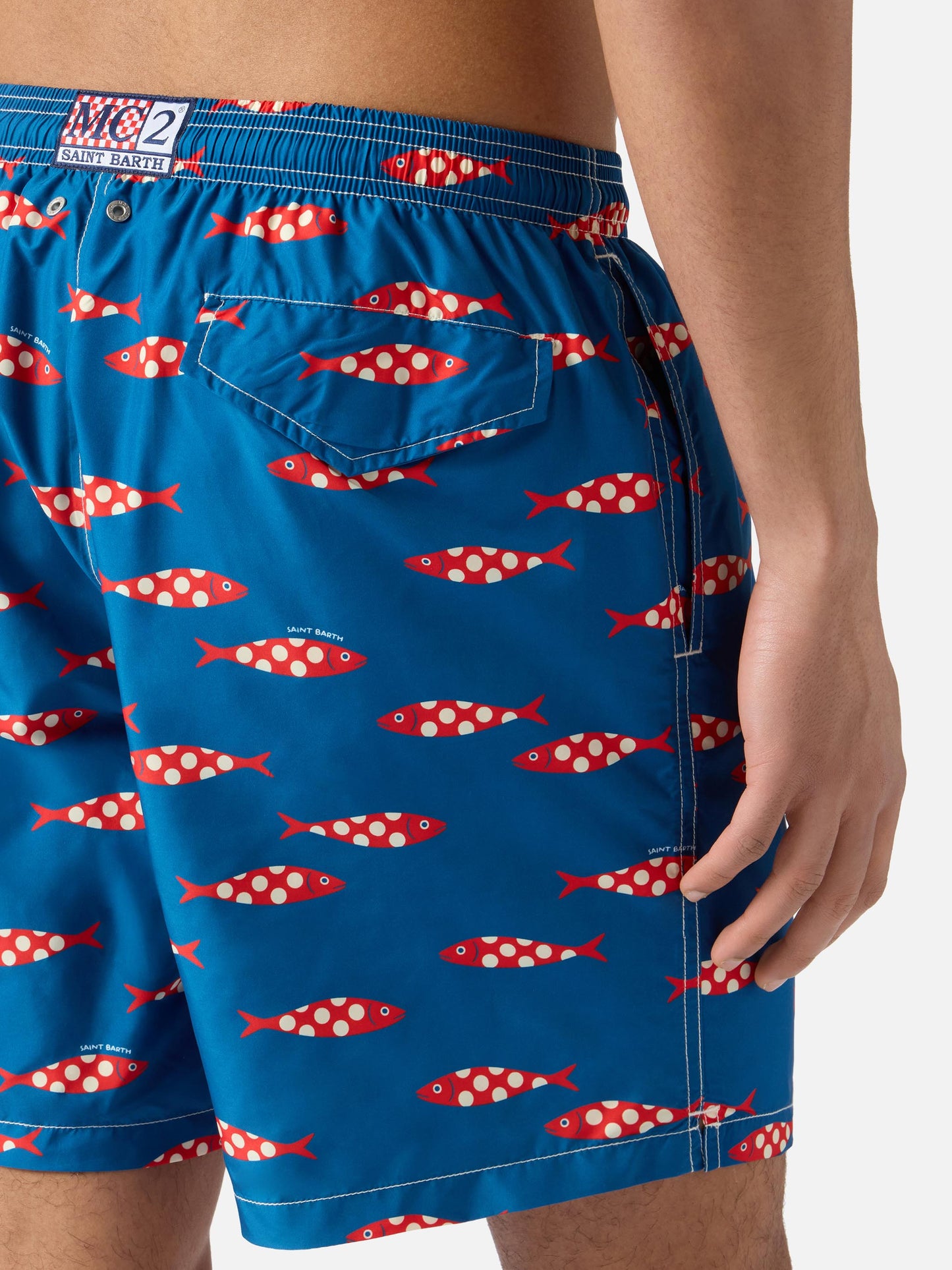 Short de bain Blue Lighting à imprimé sardines all-over 