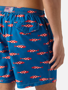 Short de bain Blue Lighting à imprimé sardines all-over 
