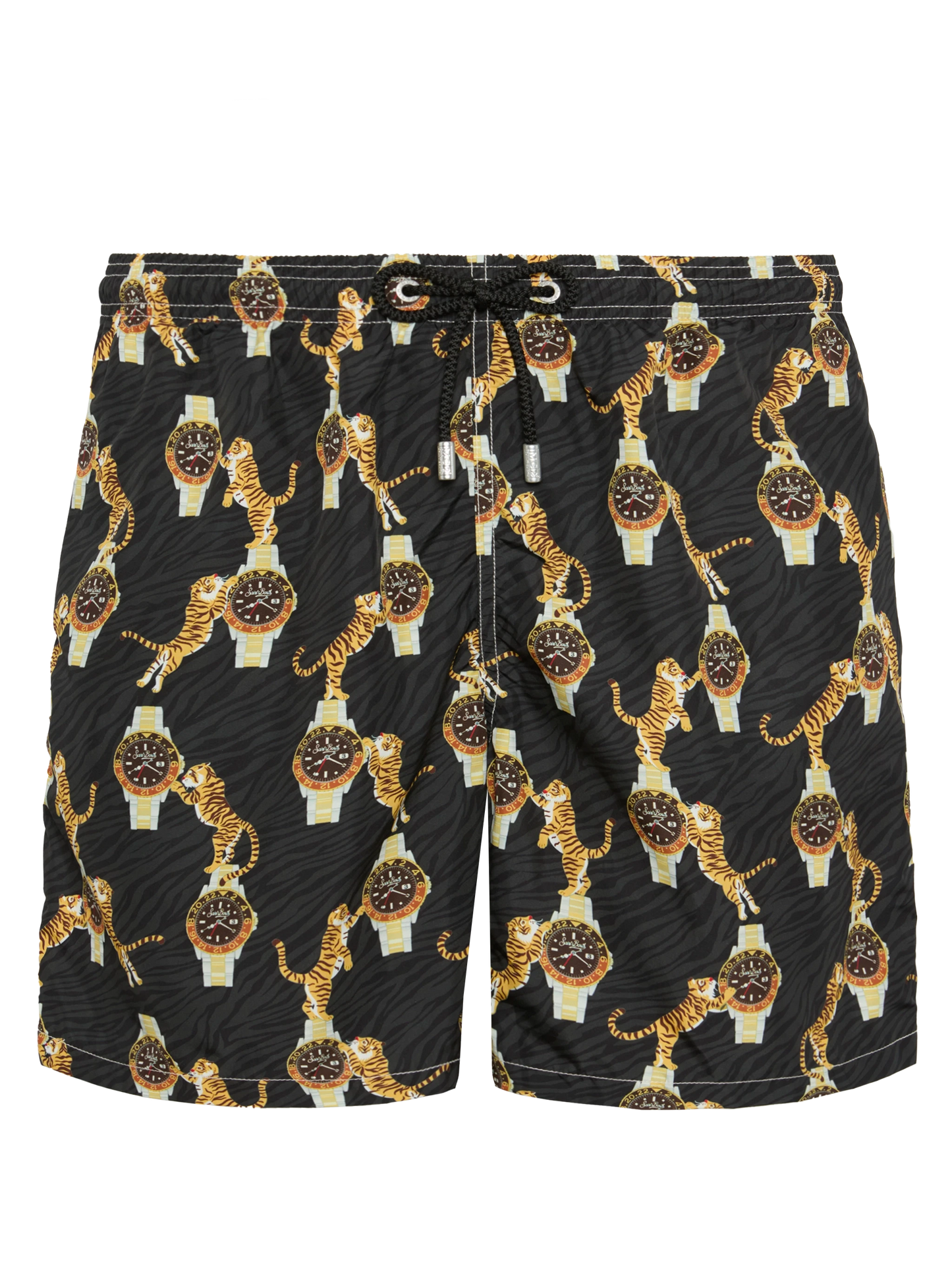 Lightweight fabric swim-shorts Lighting with watche and tiger print - MC2 Saint Barth