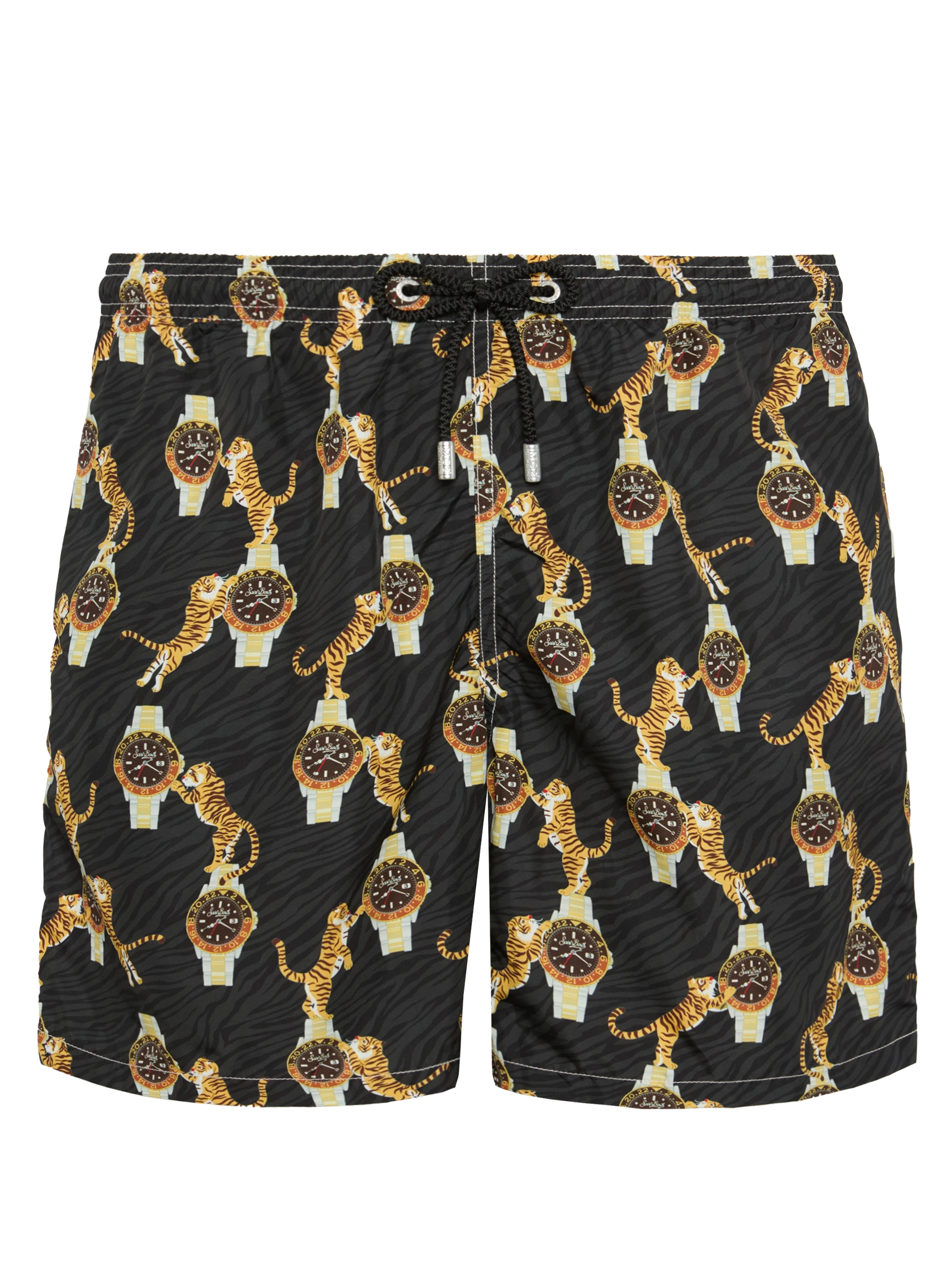Lightweight fabric swim-shorts Lighting with watche and tiger print - MC2 Saint Barth