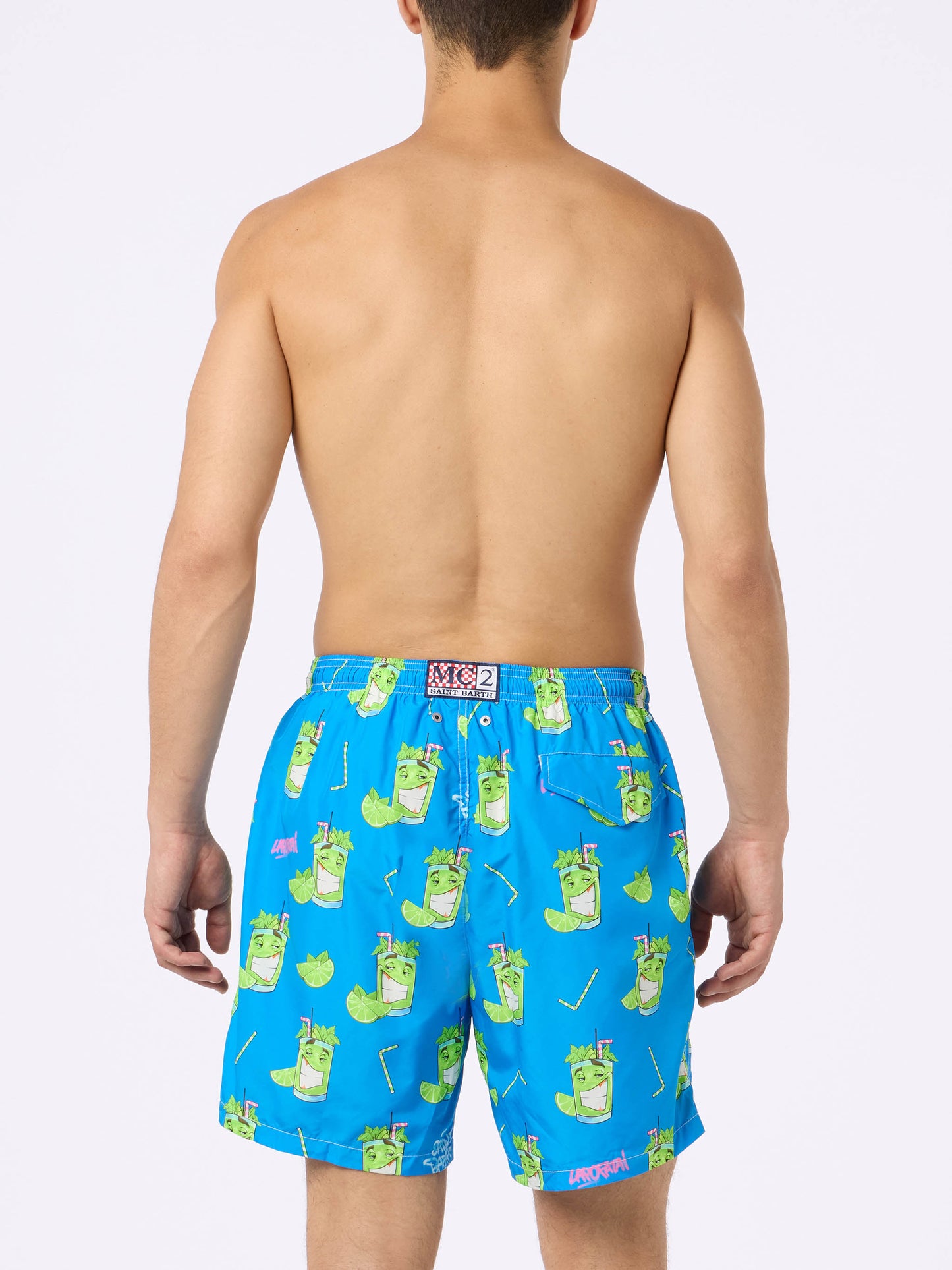 Man lightweight fabric swim-shorts Lighting with Cryptopuppets print | CRYPTOPUPPETS SPECIAL EDITION - MC2 Saint Barth