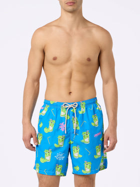 Man lightweight fabric swim-shorts Lighting with Cryptopuppets print | CRYPTOPUPPETS SPECIAL EDITION - MC2 Saint Barth