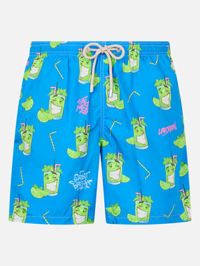 Man lightweight fabric swim-shorts Lighting with Cryptopuppets print | CRYPTOPUPPETS SPECIAL EDITION - MC2 Saint Barth