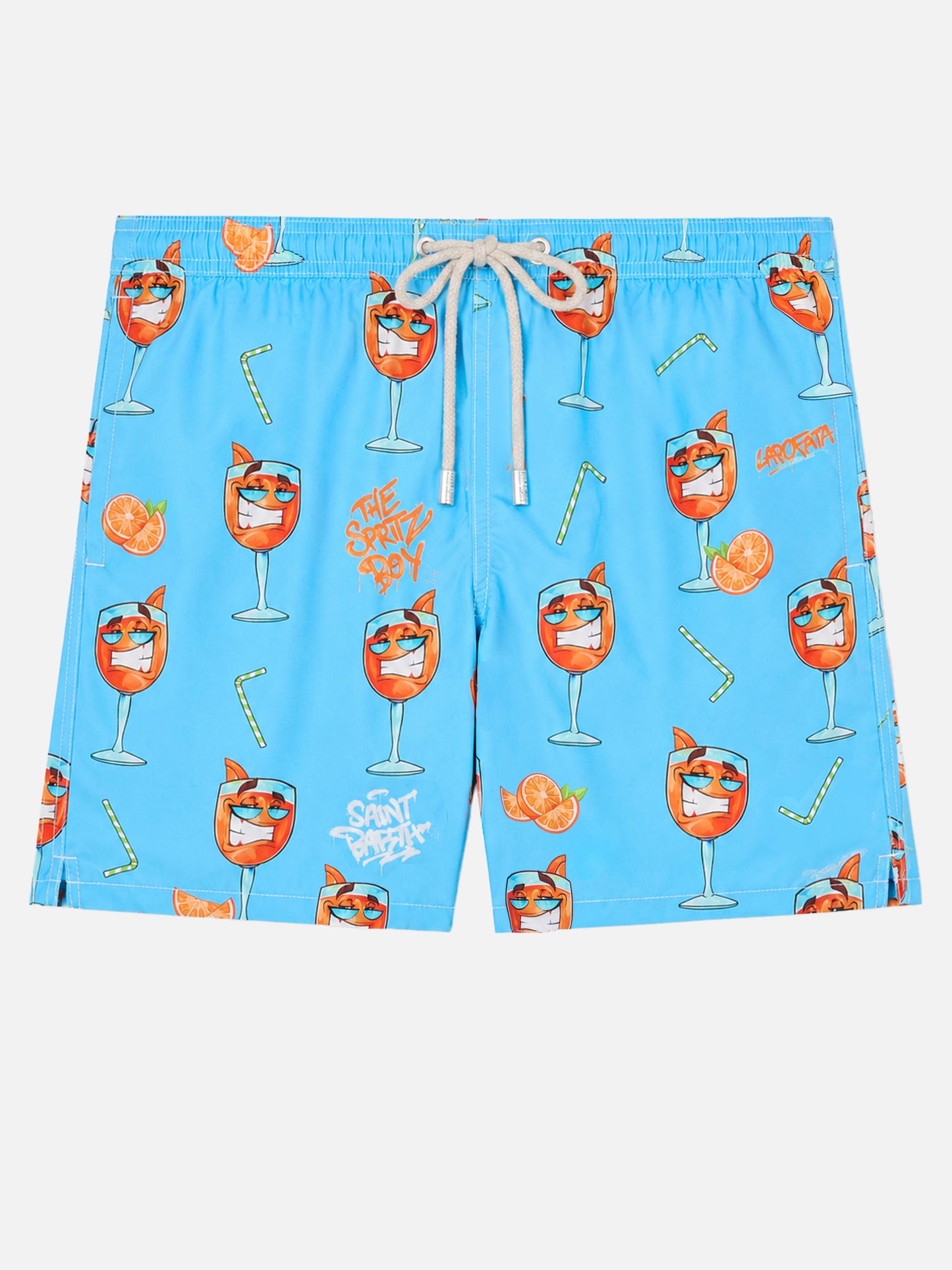 Lighting swim shorts with Cryptopuppets Spritz print in light blue | Special Edition