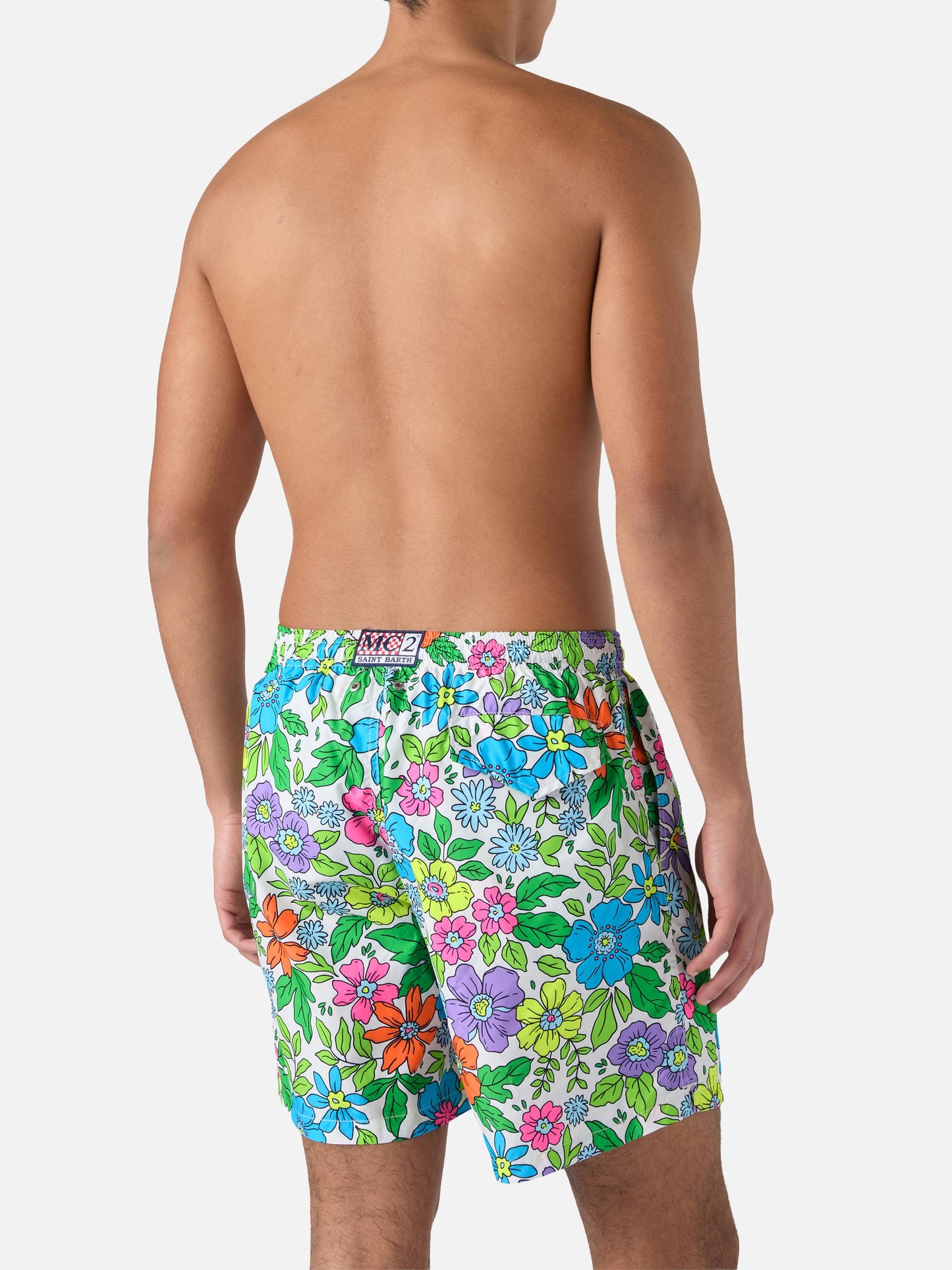Lightweight fabric swim shorts Lighting with floral print