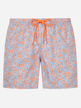 Man lightweight fabric swim-shorts Lighting with paisley print