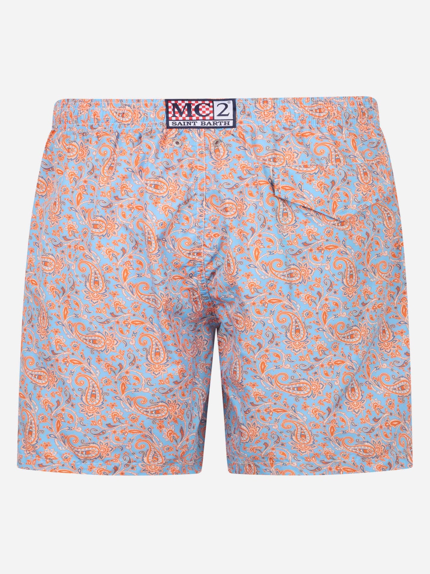 Man lightweight fabric swim-shorts Lighting with paisley print