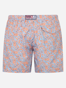 Man lightweight fabric swim-shorts Lighting with paisley print