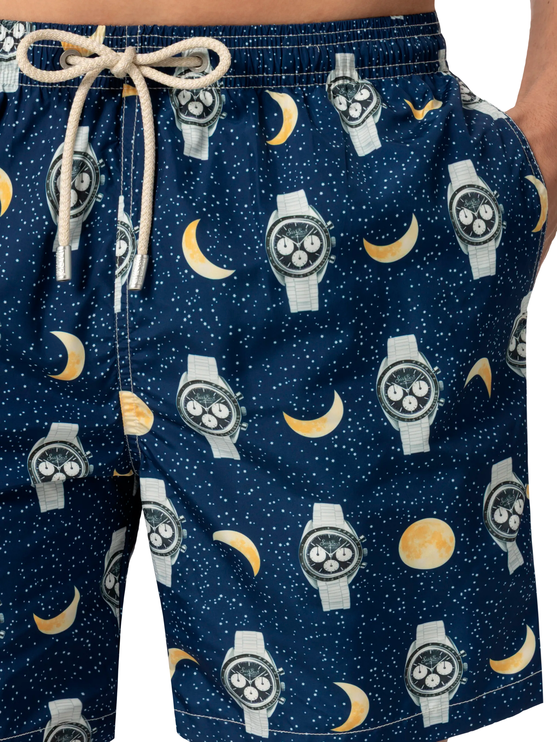 Lightweight fabric swim-shorts Lighting with watches and moon print - MC2 Saint Barth