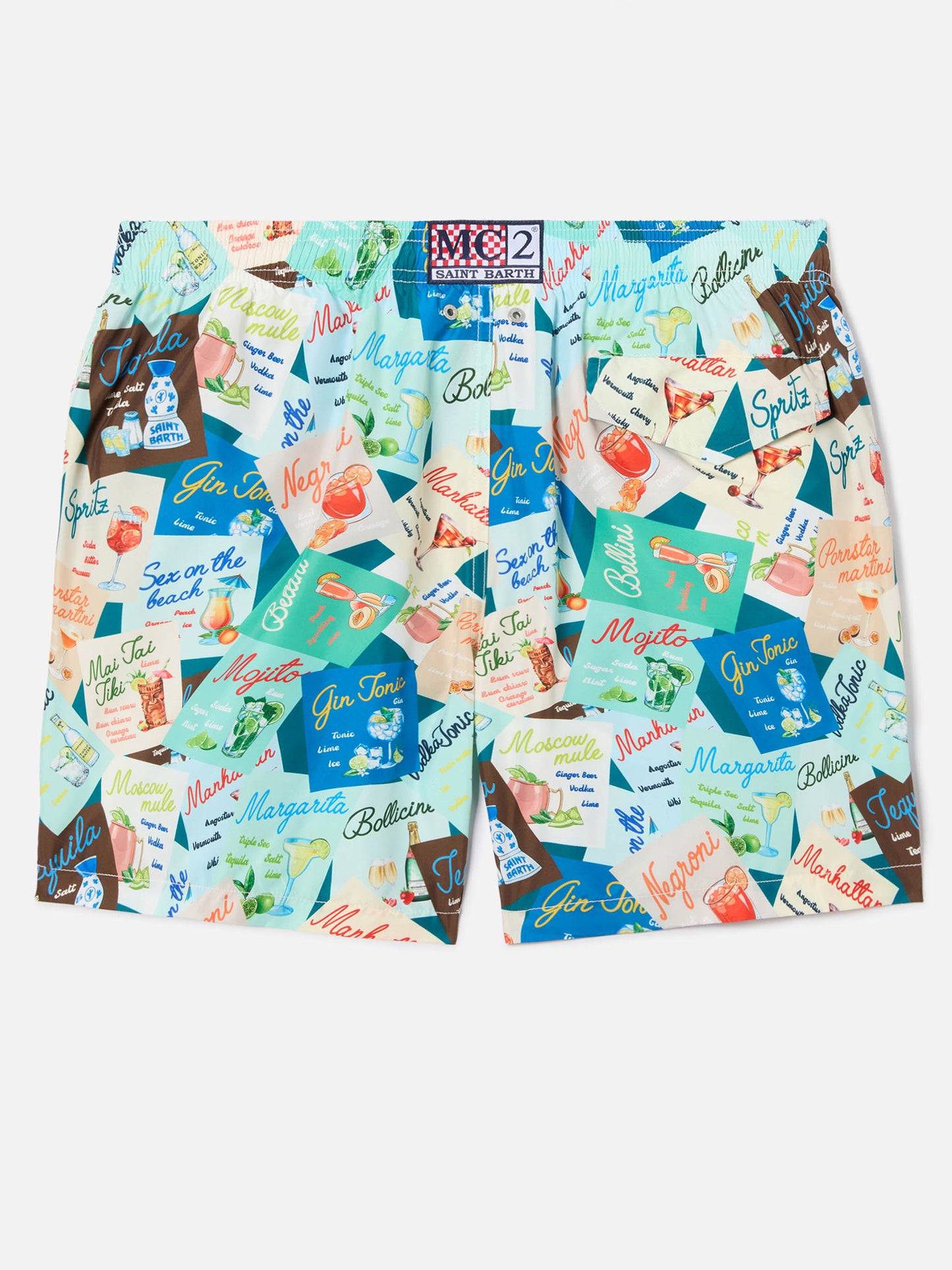 Short de bain Lighting multicolore avec imprimé cocktails all-over 