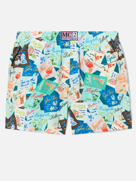 Short de bain Lighting multicolore avec imprimé cocktails all-over 
