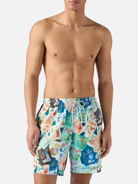 Short de bain Lighting multicolore avec imprimé cocktails all-over 