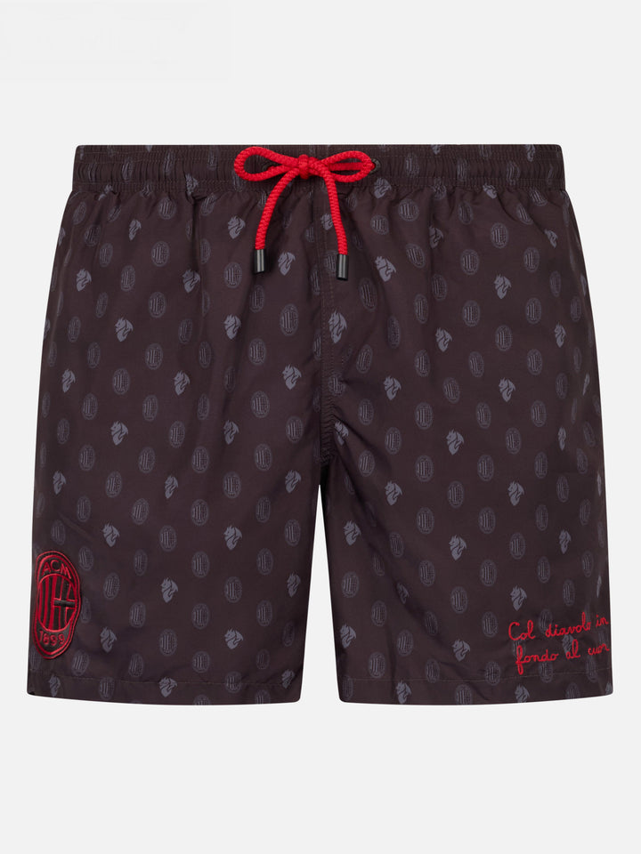 Badeshorts aus leichtem Stoff für Herren mit Milan-Logo-Aufdruck und Patch | AC MILAN SPECIAL EDITION