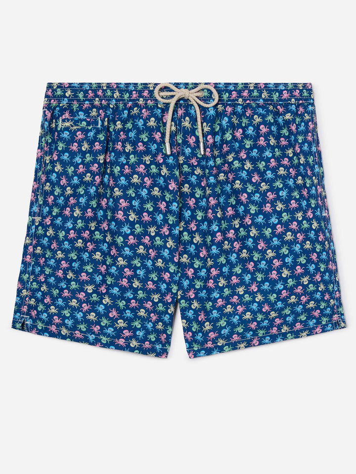 Lightweight fabric swim shorts Lighting with octopus print