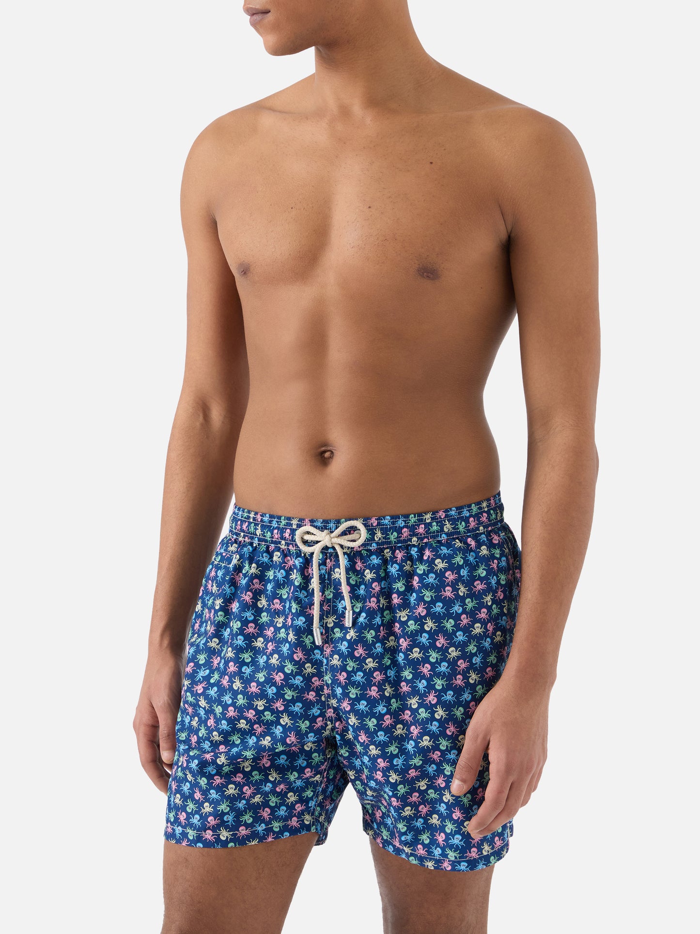 Lightweight fabric swim shorts Lighting with octopus print