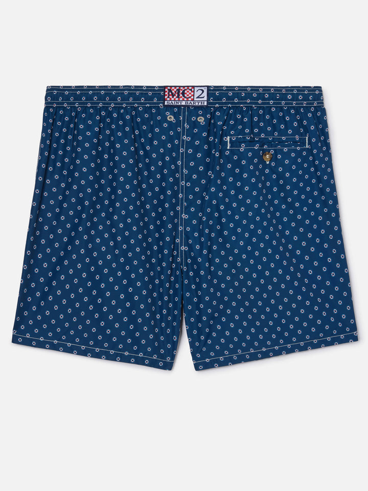 Navy Lighting Micro swim shorts with mini lifebuoy print