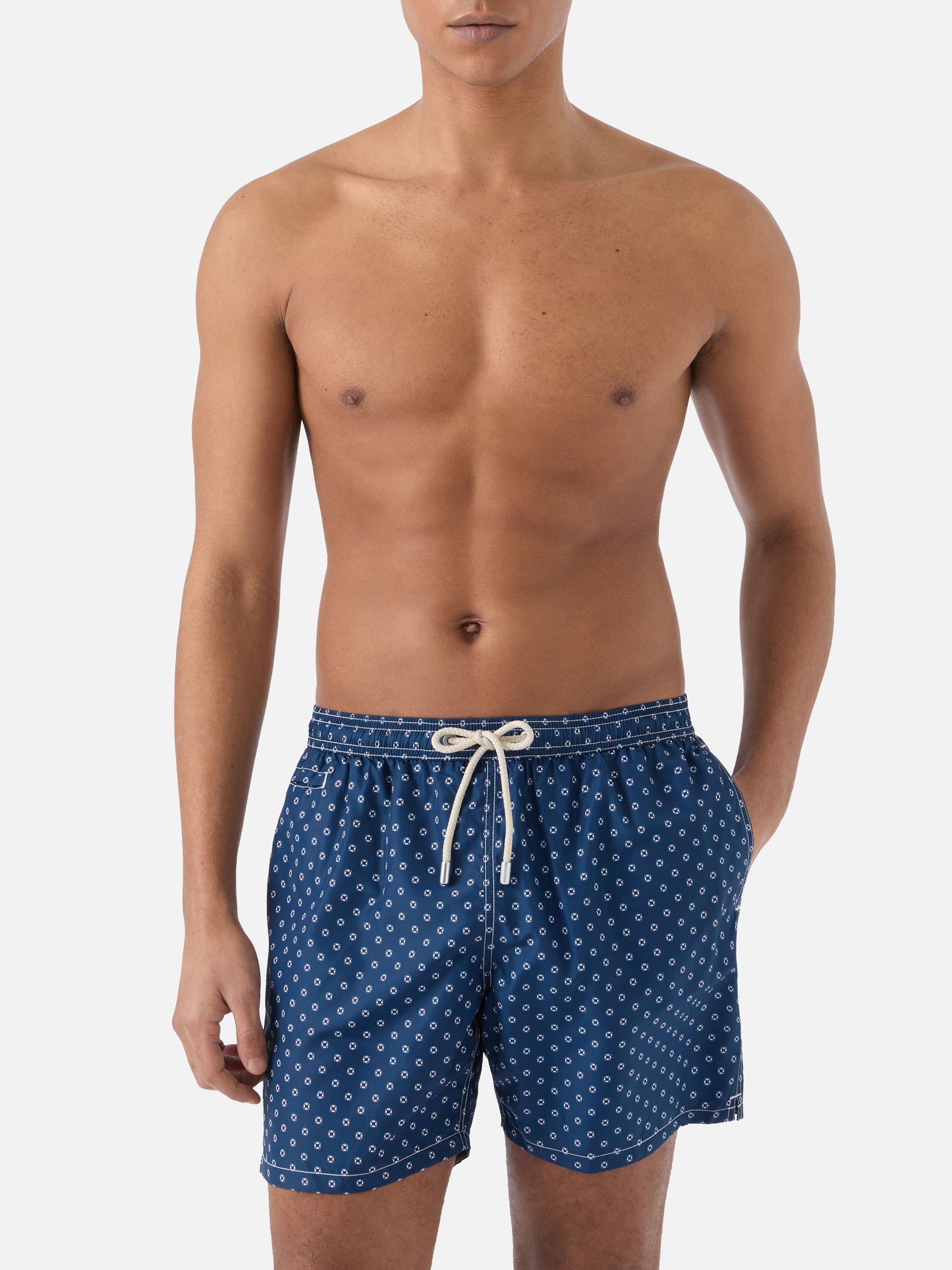 Bañador corto Navy Lighting Micro con estampado de mini salvavidas 