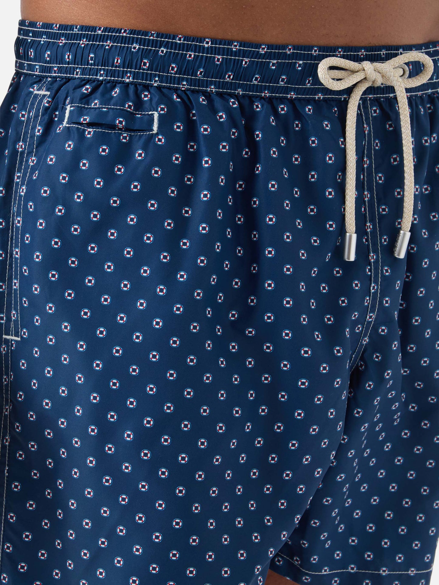 Bañador corto Navy Lighting Micro con estampado de mini salvavidas 