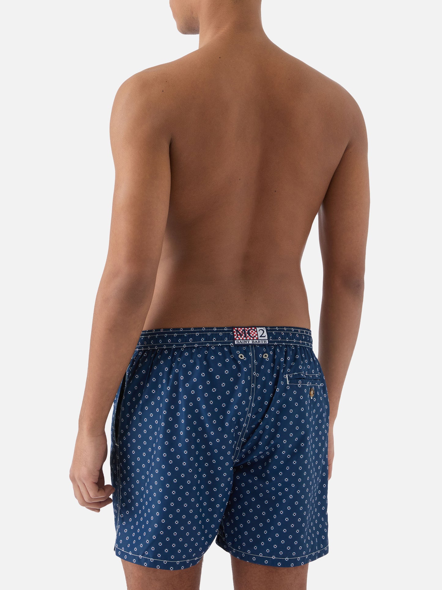 Bañador corto Navy Lighting Micro con estampado de mini salvavidas 