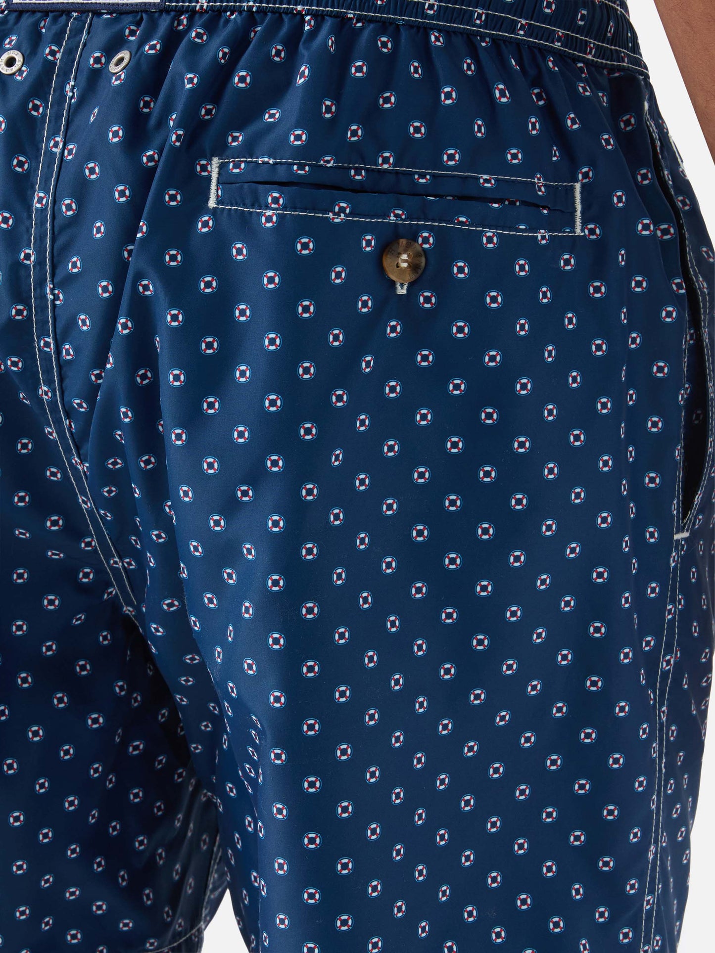 Bañador corto Navy Lighting Micro con estampado de mini salvavidas 