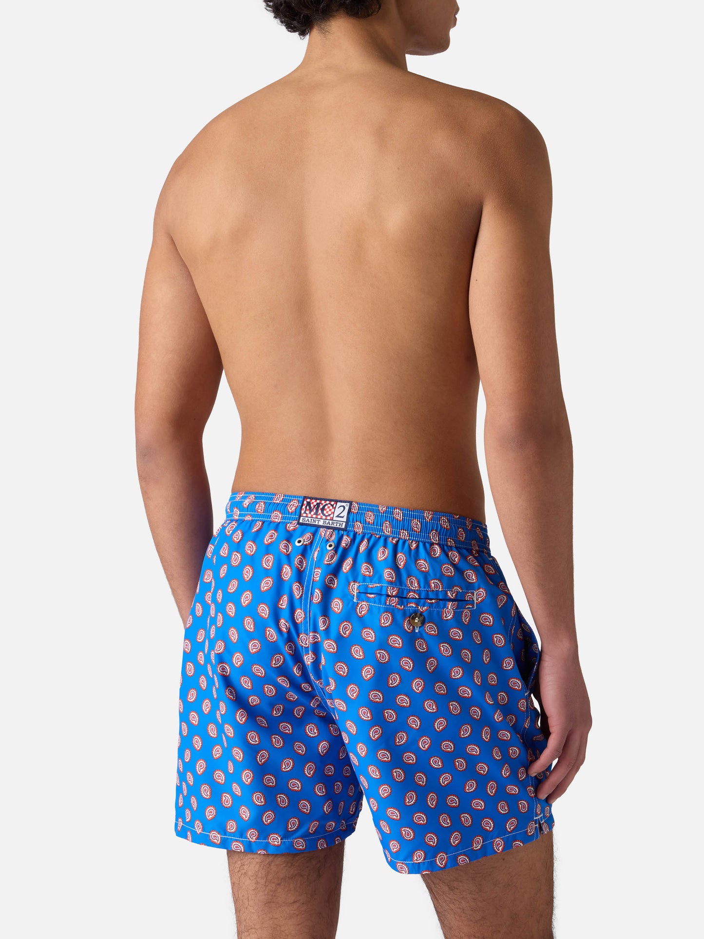 Leichte Badehose aus hellem Stoff mit Paisley-Muster