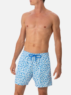 Man lightweight fabric swim-shorts Lighting Micro Fantasy with loabster print - MC2 Saint Barth