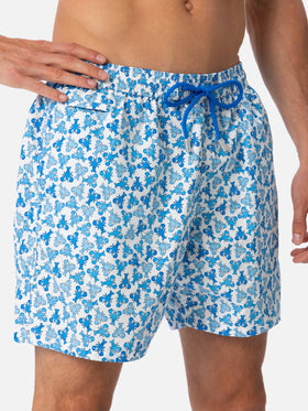 Man lightweight fabric swim-shorts Lighting Micro Fantasy with loabster print - MC2 Saint Barth