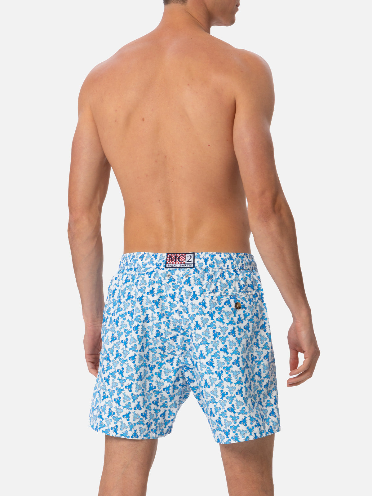 Man lightweight fabric swim-shorts Lighting Micro Fantasy with loabster print - MC2 Saint Barth
