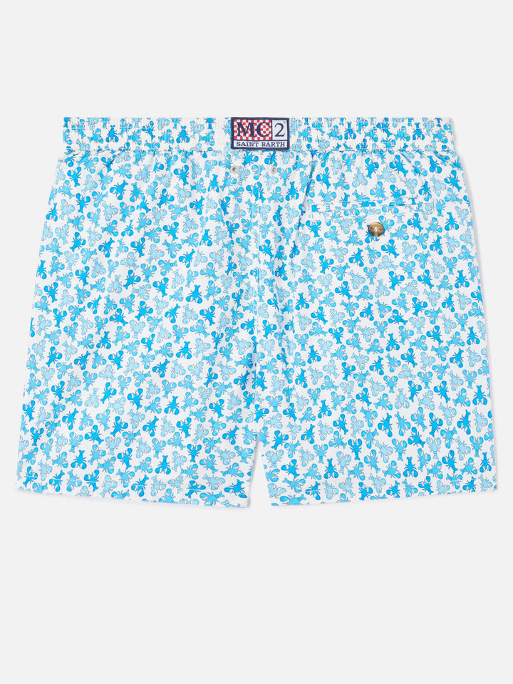 Short de bain Lighting Micro Fantasy à imprimé homard blanc 