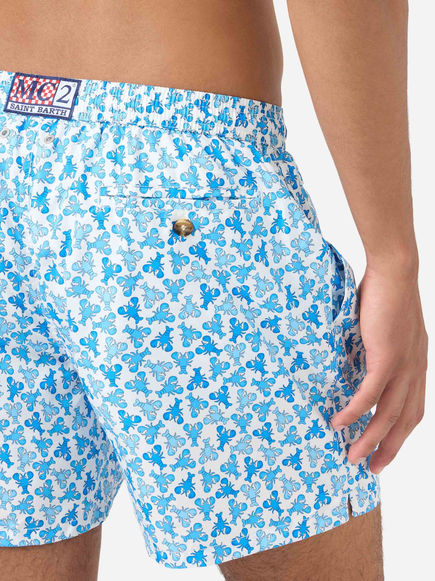 Lighting Micro Fantasy white lobster print swim shorts