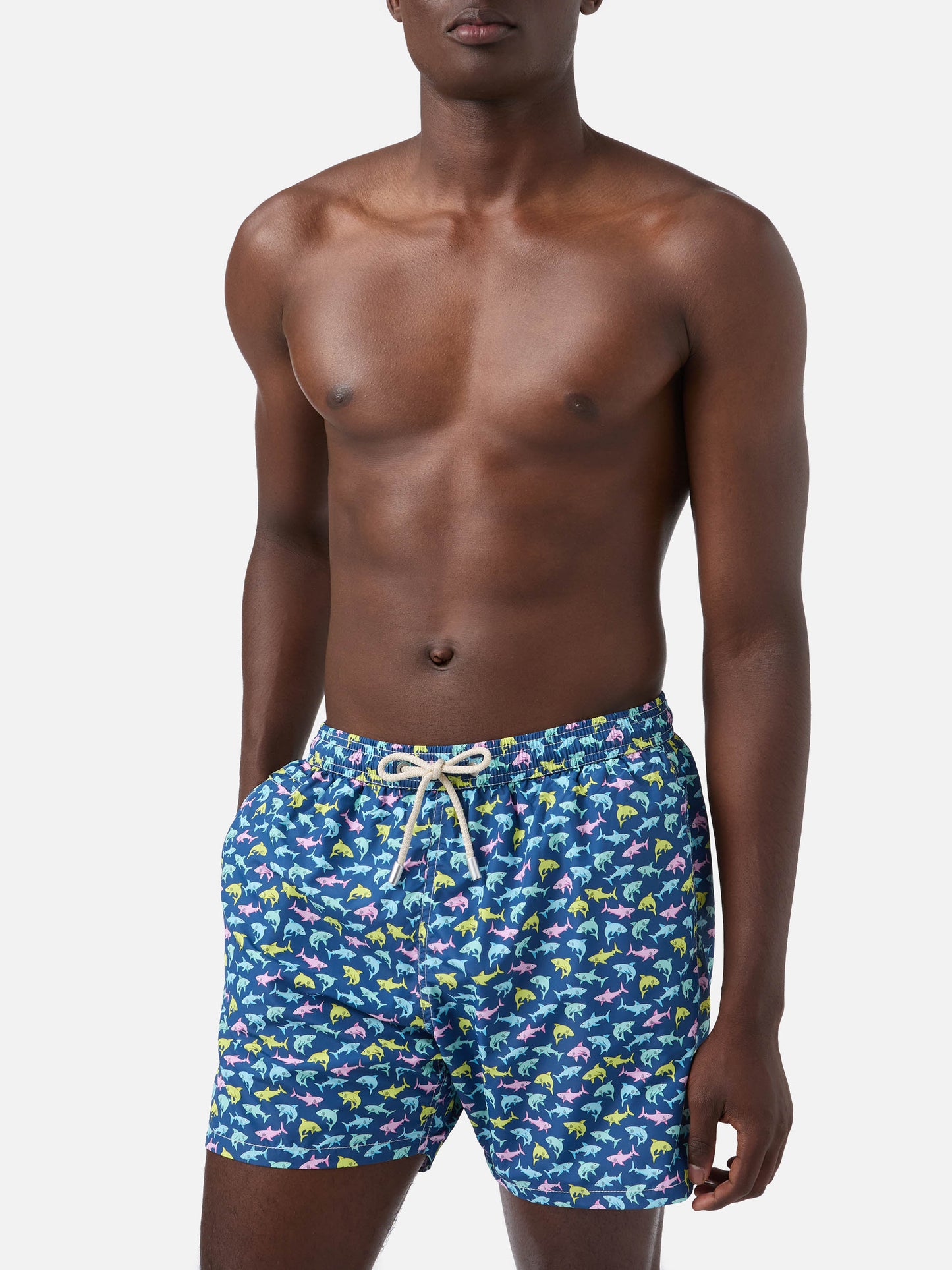 Short de bain Lighting Micro Fantasy à imprimé requin bleu 