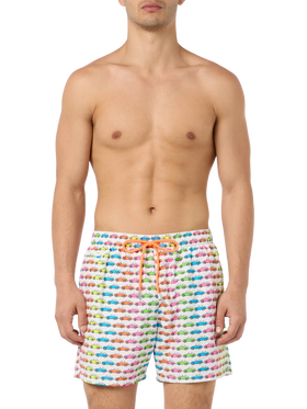 Man lightweight fabric swim-shorts Lighting Micro Fantasy with car print - MC2 Saint Barth