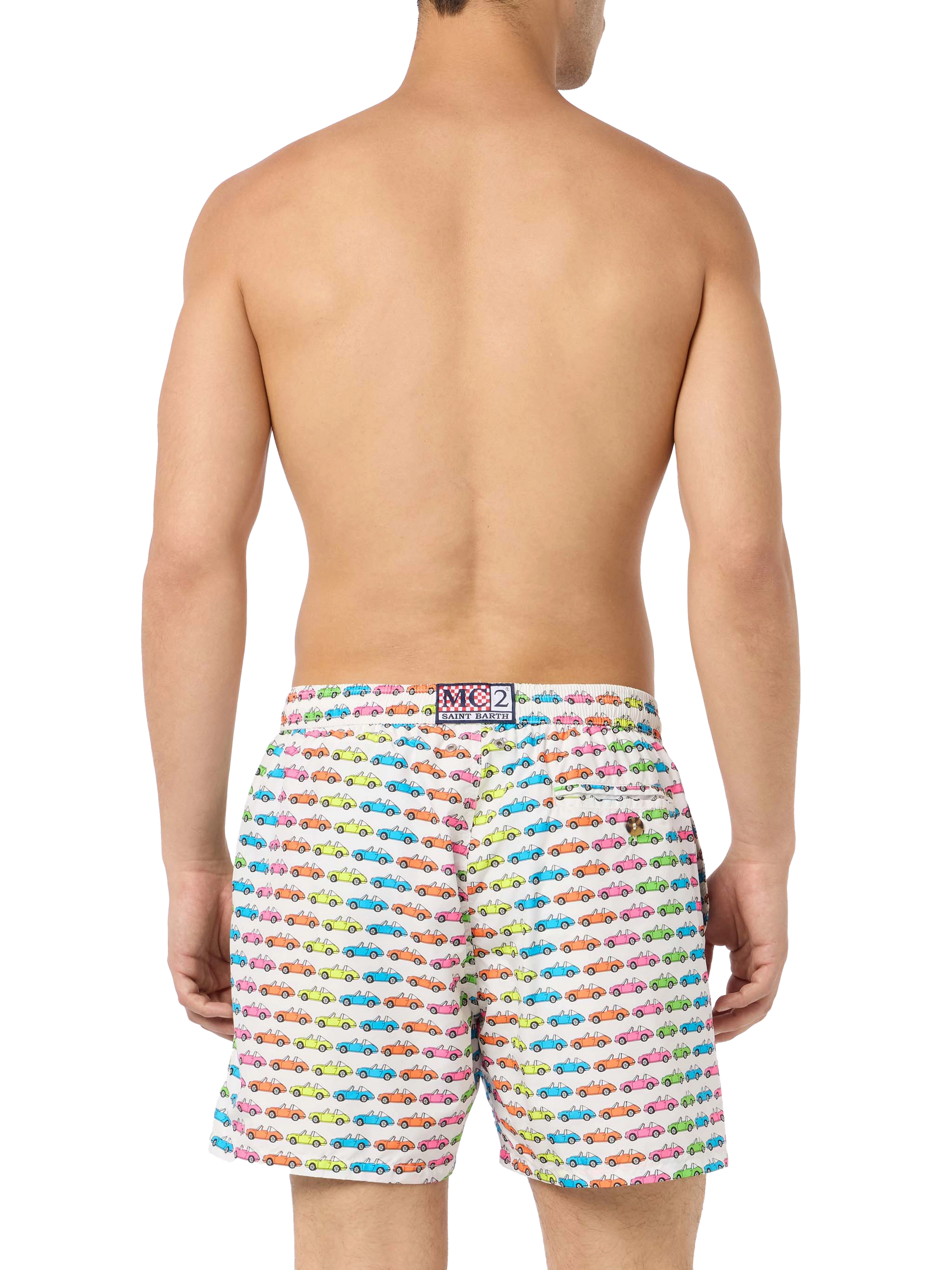 Man lightweight fabric swim-shorts Lighting Micro Fantasy with car print - MC2 Saint Barth