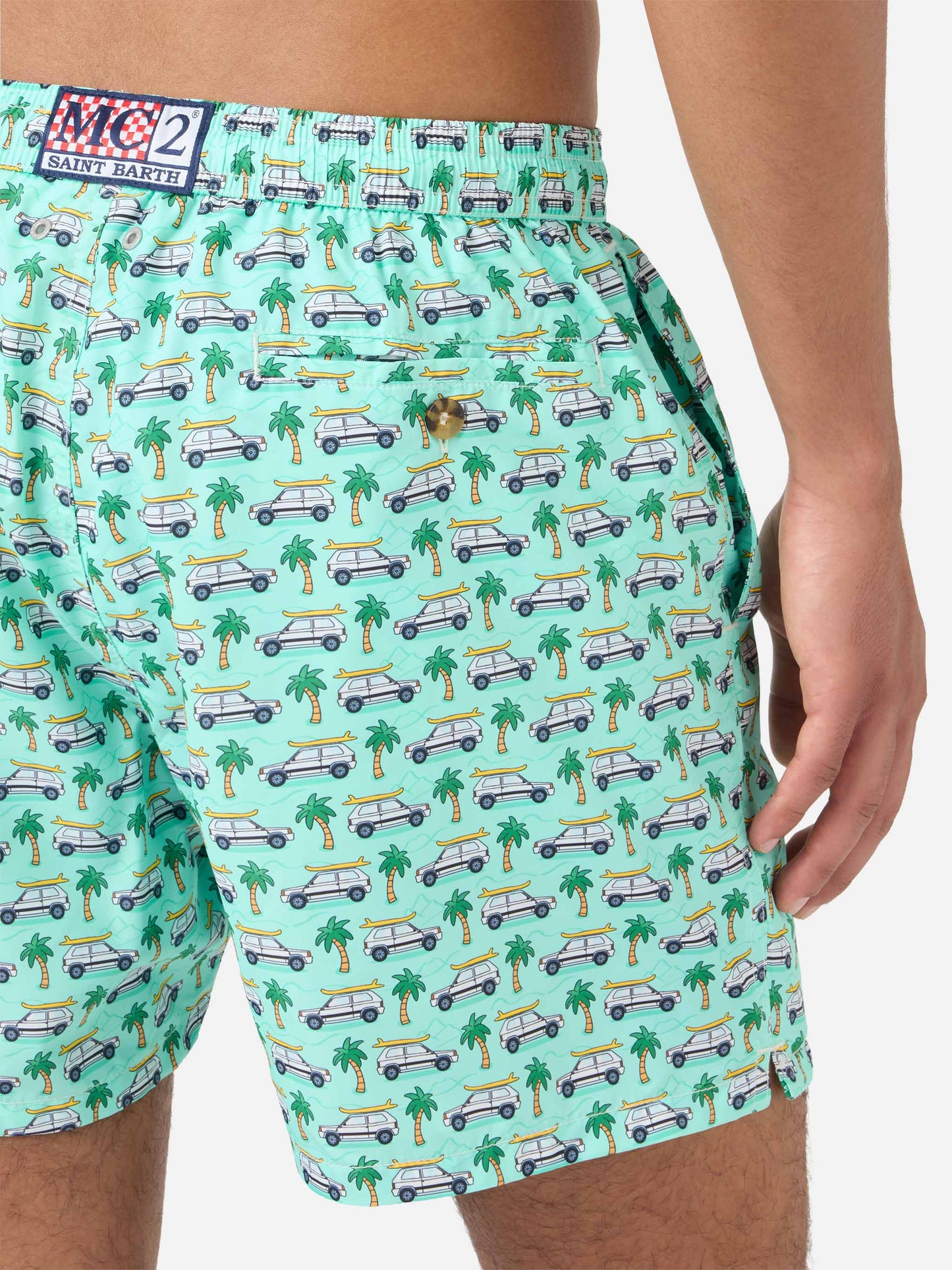Badeshorts Lighting Micro Fantasy mit grünem Panda-Print | Special Edition 