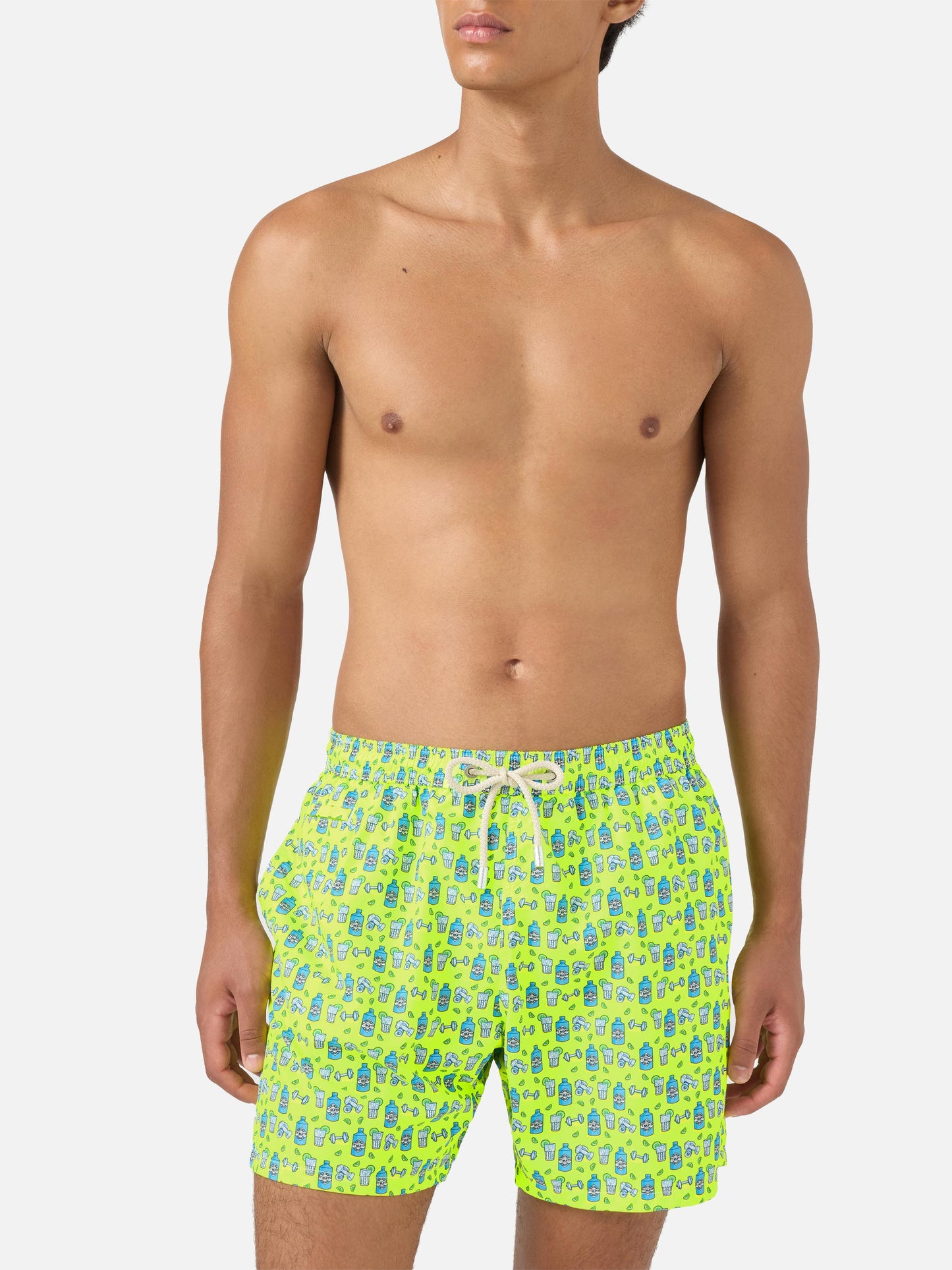 Badeshorts mit Lighting gin and gym-Print 