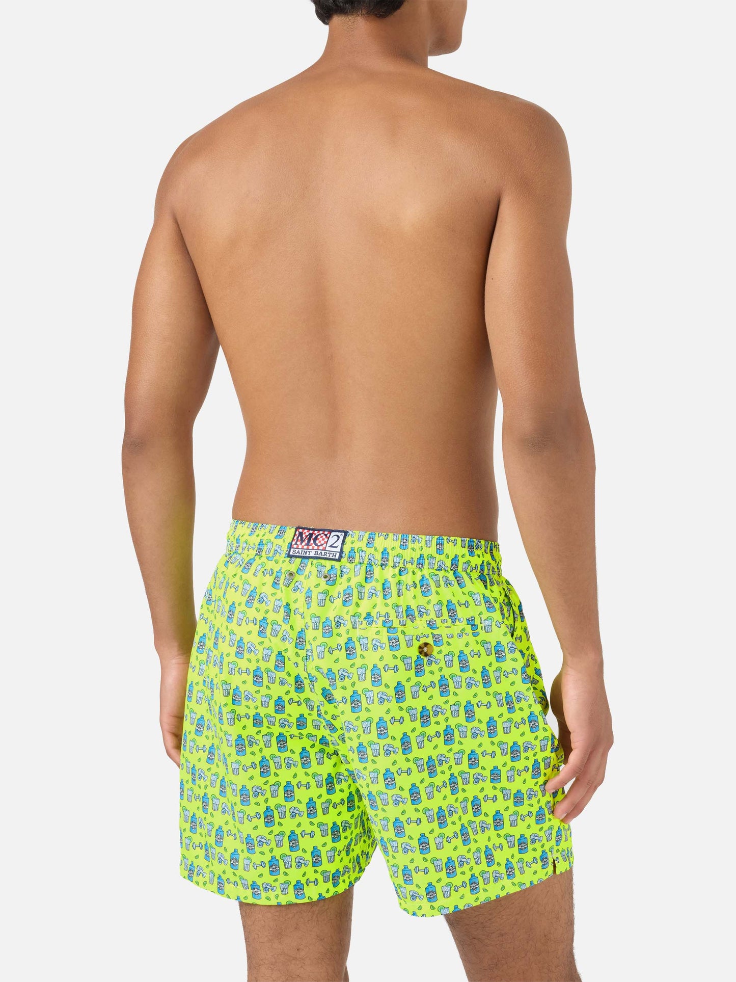 Badeshorts mit Lighting gin and gym-Print 