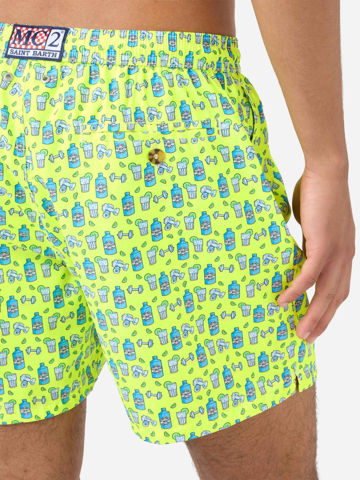 Badeshorts mit Lighting gin and gym-Print 
