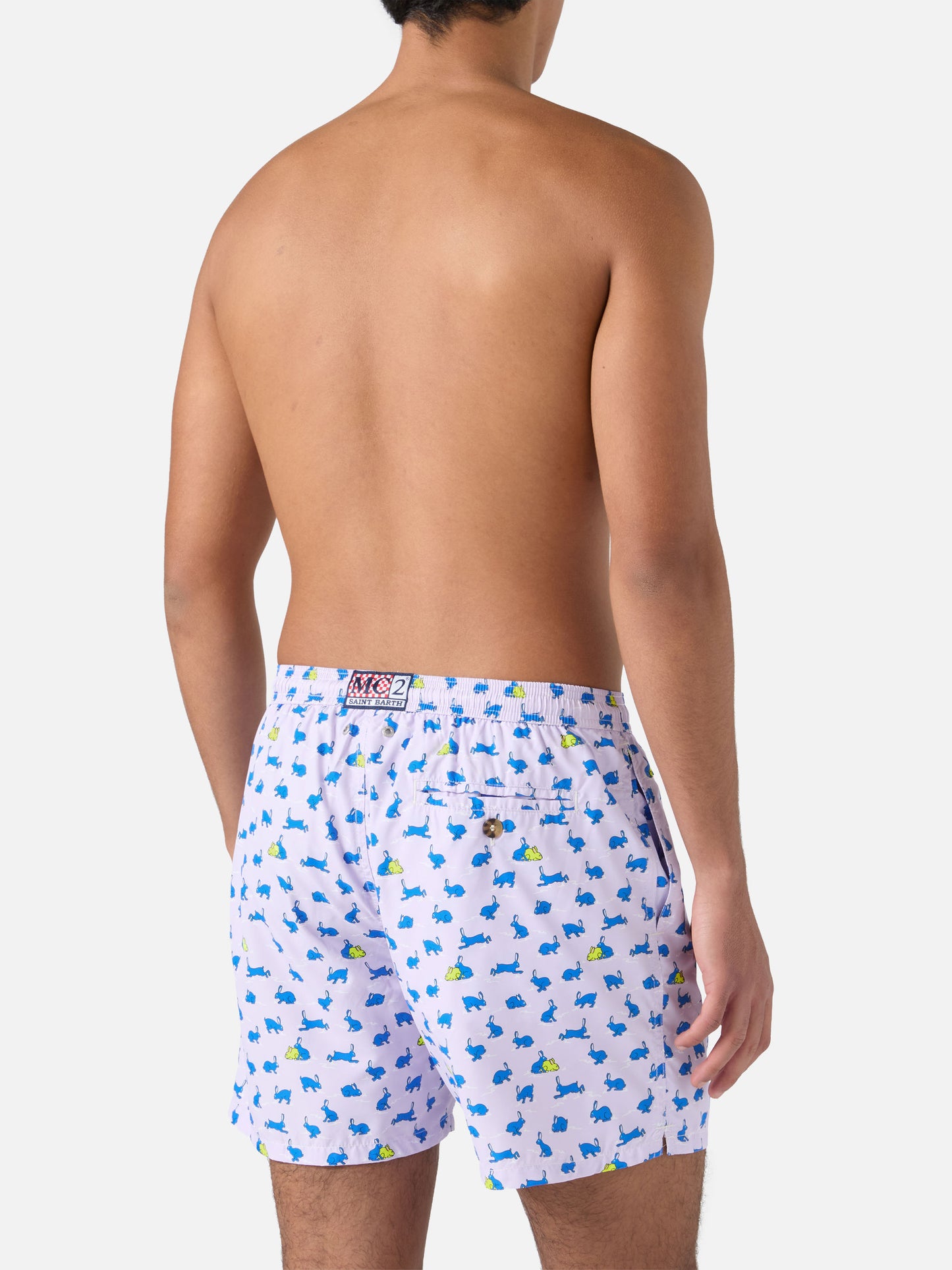 Lightweight fabric swim shorts Lighting with rabbit print