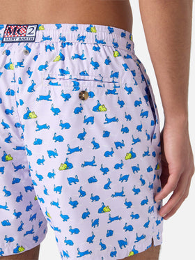 Lightweight fabric swim shorts Lighting with rabbit print