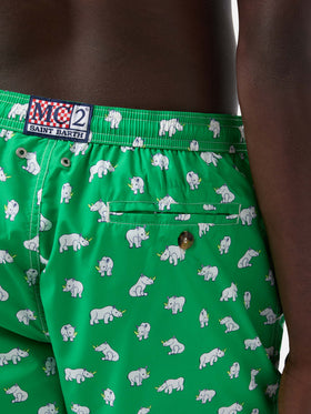 Lighting Micro Fantasy swim shorts in technical fabric with rhino pattern in green and multicolor