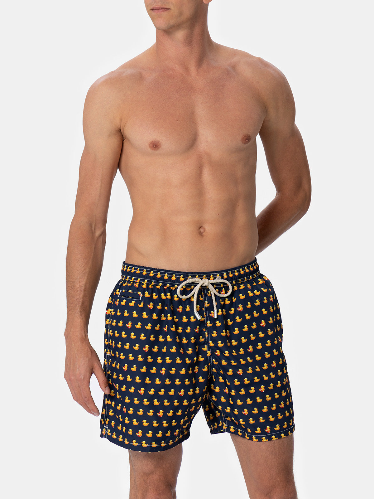 Man lightweight fabric swim-shorts Lighting Micro Fantasy with ducky print - MC2 Saint Barth